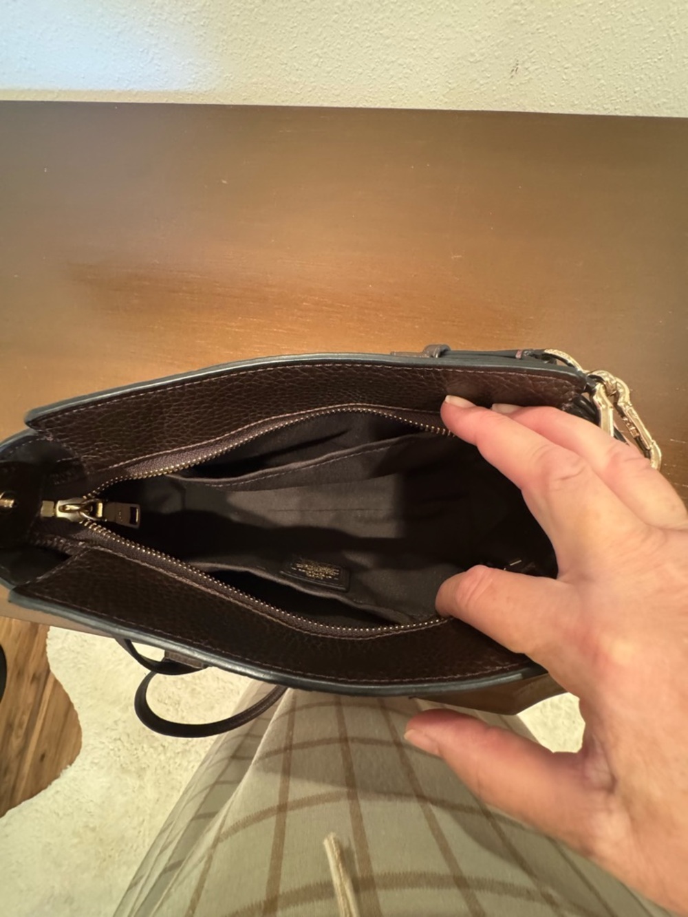 COACH Brown Pebbled Leather Satchel with Gold Hardware - like new condition. - Picture 13 of 14